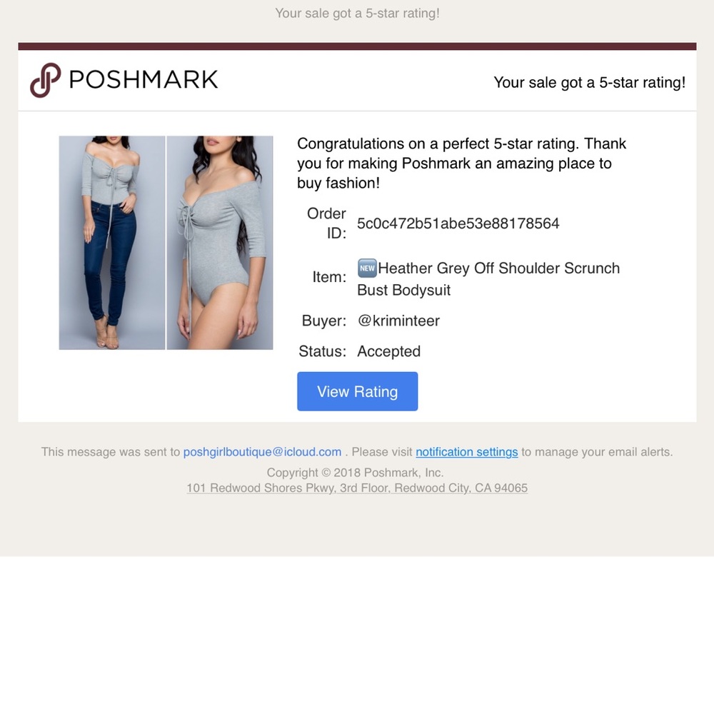 Heather Grey Off Shoulder Scrunch Bust Bodysuit - Picture 4 of 7